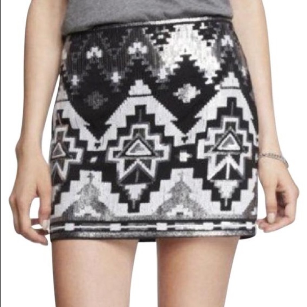 Express Aztec Sequin Skirt